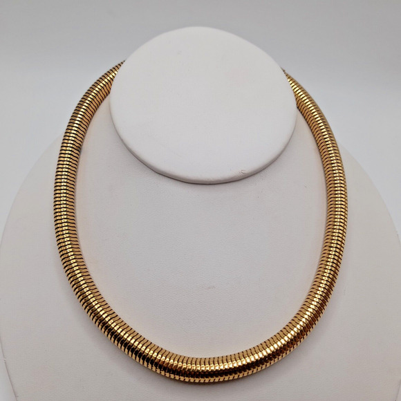 Vintage Monet Round Gold Plated Snake Chain Choker Necklace 16 1/2 " - Picture 5 of 12